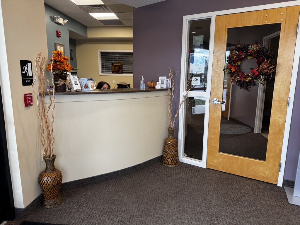 front desk and exam door