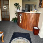 Front desk and decorations