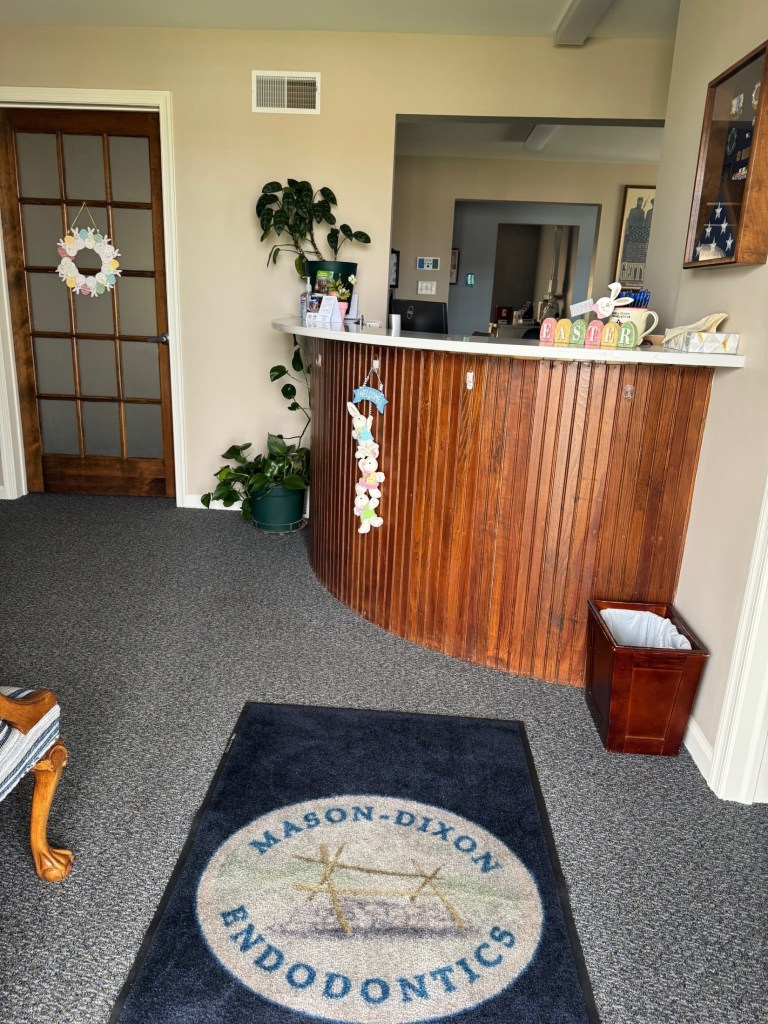Front desk and decorations